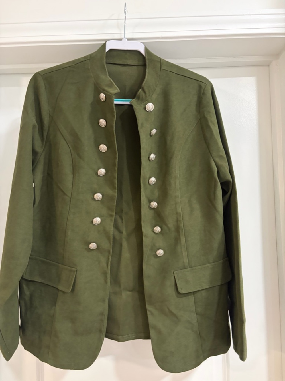 Olive Green Military-Style Button Jacket